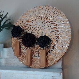 Gold  Decorative Wall Plate with Black Accents